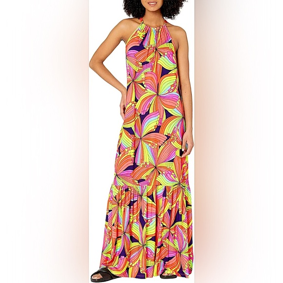Trina Turk Dresses & Skirts - NEW Trina Turk® La Concha Colorful Halter-neck Maxi Dress Women’s Size L